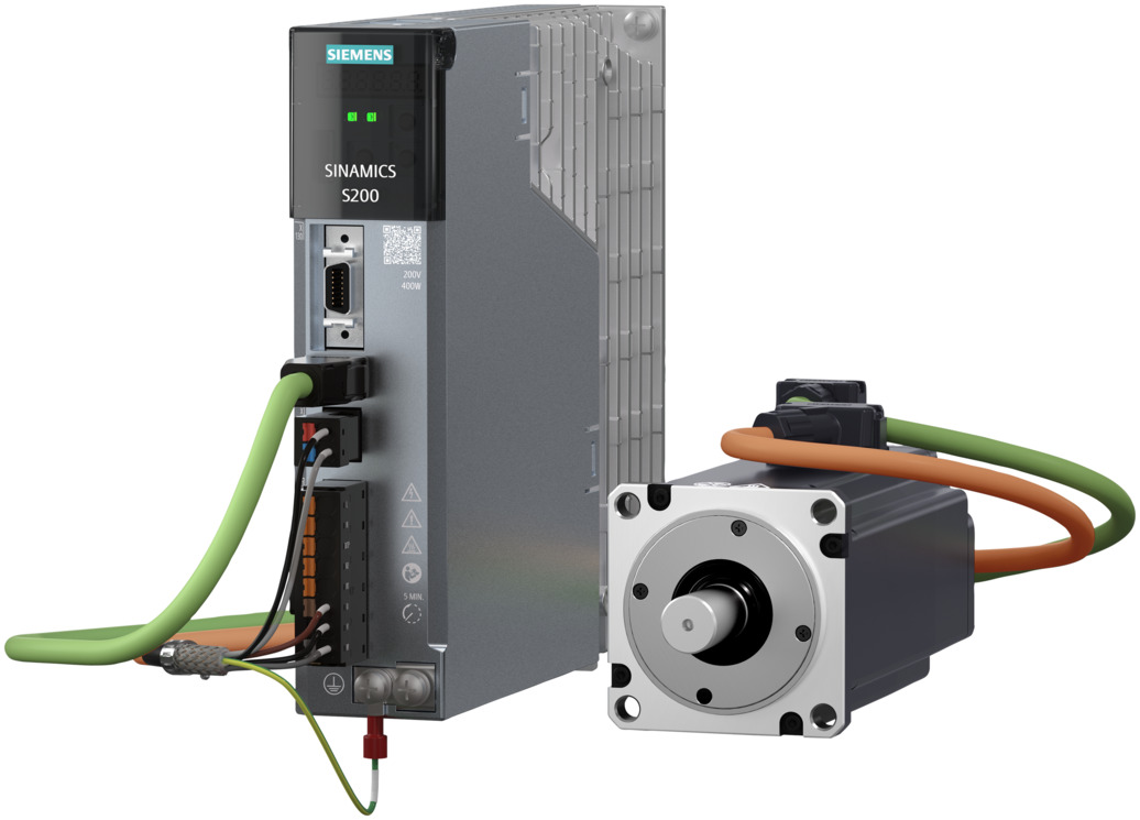 Siemens Sinamics S200 Servo Drive with 1FL2 Servo Motor Attached
