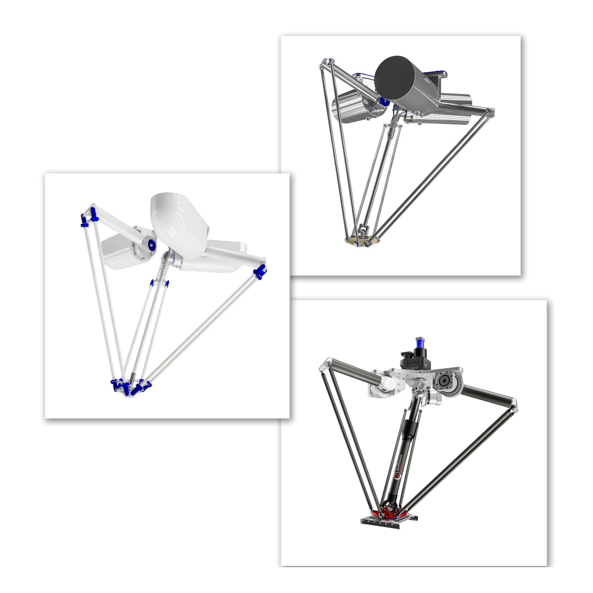 3 Delta Robot mechanics, standard version, hygienic version and high hygienic version